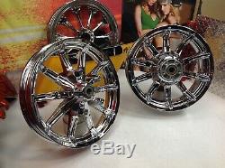 09-20 OEM Harley Touring Chrome Impeller Wheels Street Road Ultra Glide King