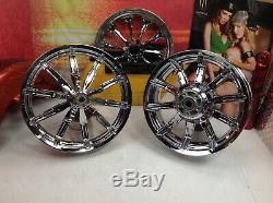 09-20 OEM Harley Touring Chrome Impeller Wheels Street Road Ultra Glide King