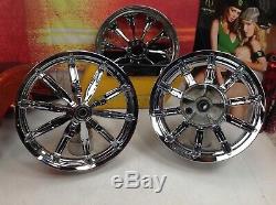 09-20 OEM Harley Touring Chrome Impeller Wheels Street Road Ultra Glide King