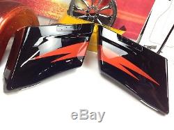 14-19 OEM Harley CVO Street Glide Extended Stretched Saddlebags Orange/Black