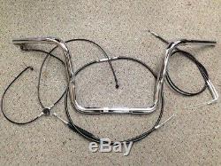 14 Black Ape Hanger Bars Kit 96-07 Harley Touring Street Glide Electra Glide