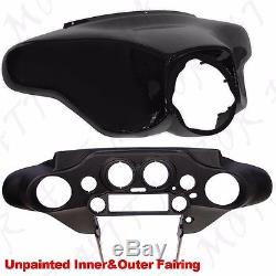 ABS Batwing Inner+Outer Fairing For 1996-2013 Harley Street Electra Glide Unpain