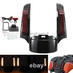Black Rear Fender Fascia Set Red Lens LED Light For Harley Street Glide FLHX