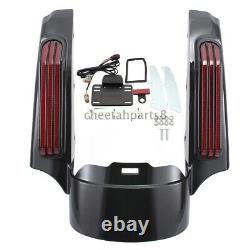 Black Rear Fender Fascia Set Red Lens LED Light For Harley Street Glide FLHX