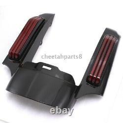 Black Rear Fender Fascia Set Red Lens LED Light For Harley Street Glide FLHX