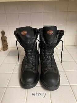 Distressed Harley Davidson USA Military Motorcycle Lace Up Boots 10 M