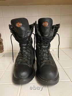 Distressed Harley Davidson USA Military Motorcycle Lace Up Boots 10 M