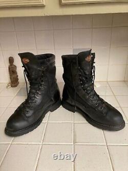 Distressed Harley Davidson USA Military Motorcycle Lace Up Boots 10 M