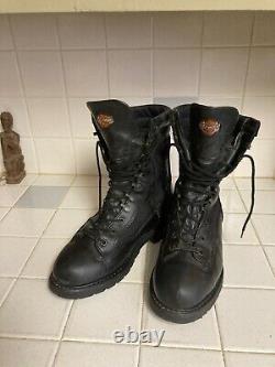 Distressed Harley Davidson USA Military Motorcycle Lace Up Boots 10 M