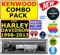 Fits 98-13 Harley Marine Kenwood Am/fm Bluetooth Usb Radio Stereo Pkg Opt XM