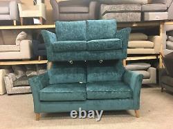 Furniture Village Bond Street 3 & 2 Seater Sofas In Harley Teal Fabric RRP £1848