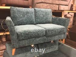 Furniture Village Bond Street 3 & 2 Seater Sofas In Harley Teal Fabric RRP £1848