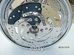HARLEY CHROME 9 SPKE WHEELS STREET GLIDE TURING WithROTORS PULLEY 00-08 OUTRIGHT