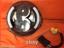 Harley 7 Inch Led Headlight Daymaker Black Halo 2014+ Road King Street Glide