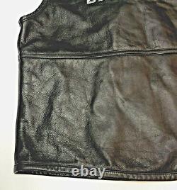 Harley Davidson Classic Black Leather Vest Mens Large Very Nice Lg Zip Front 183