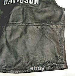 Harley Davidson Classic Black Leather Vest Mens Large Very Nice Lg Zip Front 183