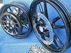 Harley Dyna Wheels Switch-Blade FXD Street Bob Rims 17 Rear 19 Front as Shown