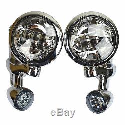Harley Street Glide Auxiliary Fog Passing Light with Brackets & Turn Signals chrom