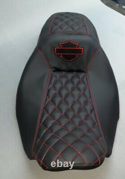 Harley-davidson 2008-2020 Street/road Glide Seat Cover Red Stitching With Logo