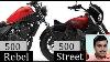 Honda Rebel 500 Vs Harley Davidson Street 500 Comparison Review