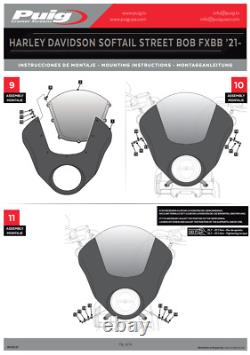 Puig Screen Fairing Light Smoke Harley Davidson Softail Street Bob FXBB 21 24