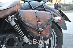 Saddle Bag For Harley Davidson Dyna Street Bob Fat Bob Italian Quality Leather